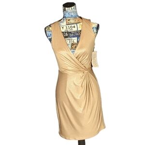 BOSTON proper gold shimmer knot dress size 2